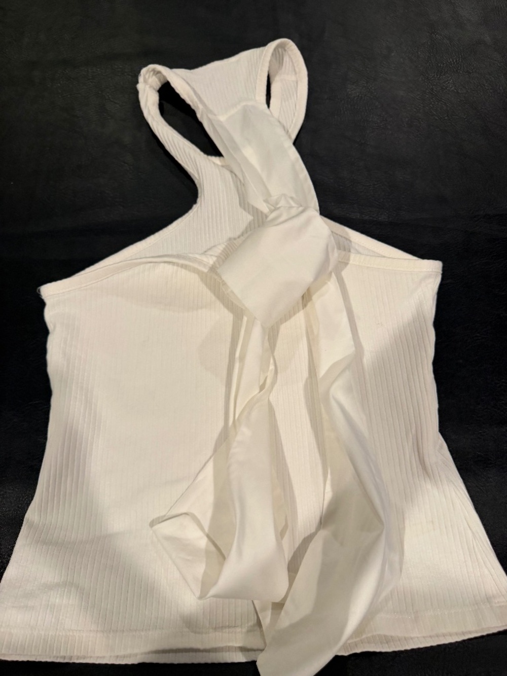Anthropologie Sunday in Brooklyn White Ribbed Tank Top with Tie Medium